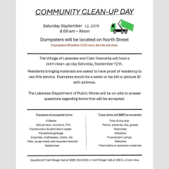 Village of Lakeview, Township Information, Fall 26 Clean-Up Day